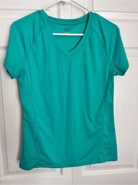 Champion Women's V-Neck Active Tee in Teal Green